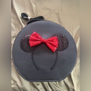 Disney Loungefly ear crossbody  carry case with Minnie Mouse sequin ear cover